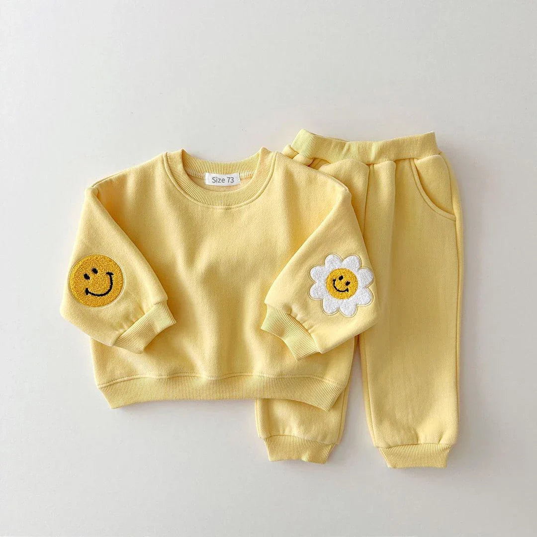 Flower Smile Patch Jogger Set