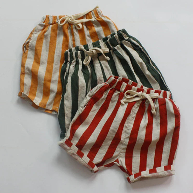 Striped Elastic Waist Shorts