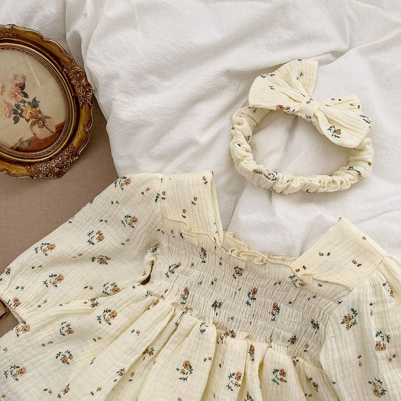 Vintage Style Floral Bodysuit Dress