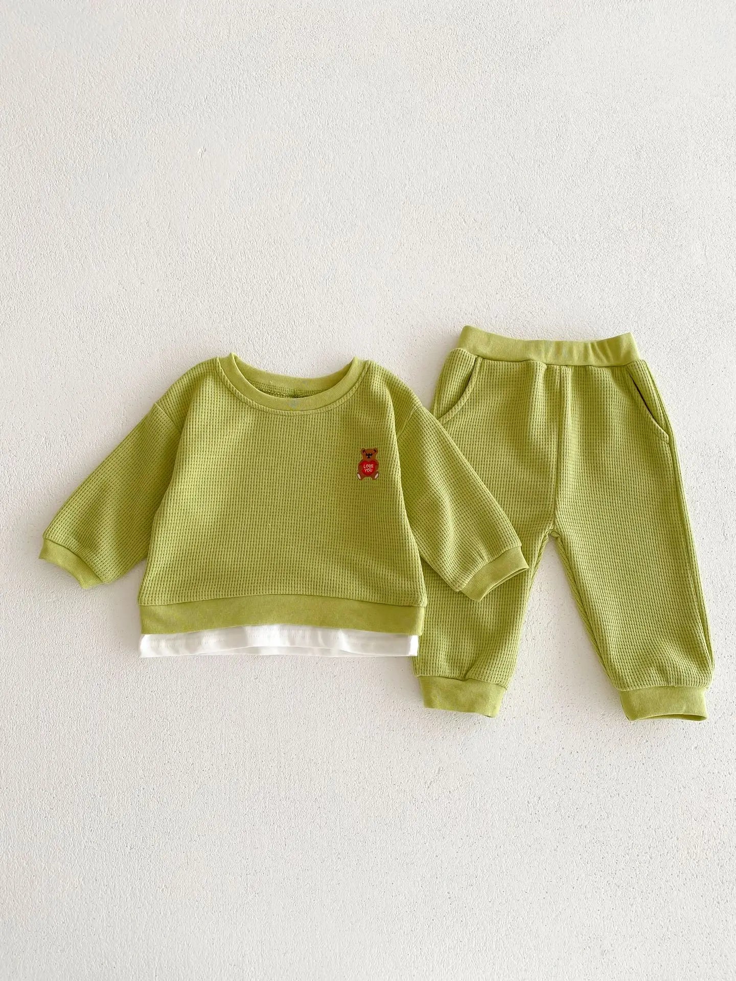 Waffle Love Bear Jogger Set