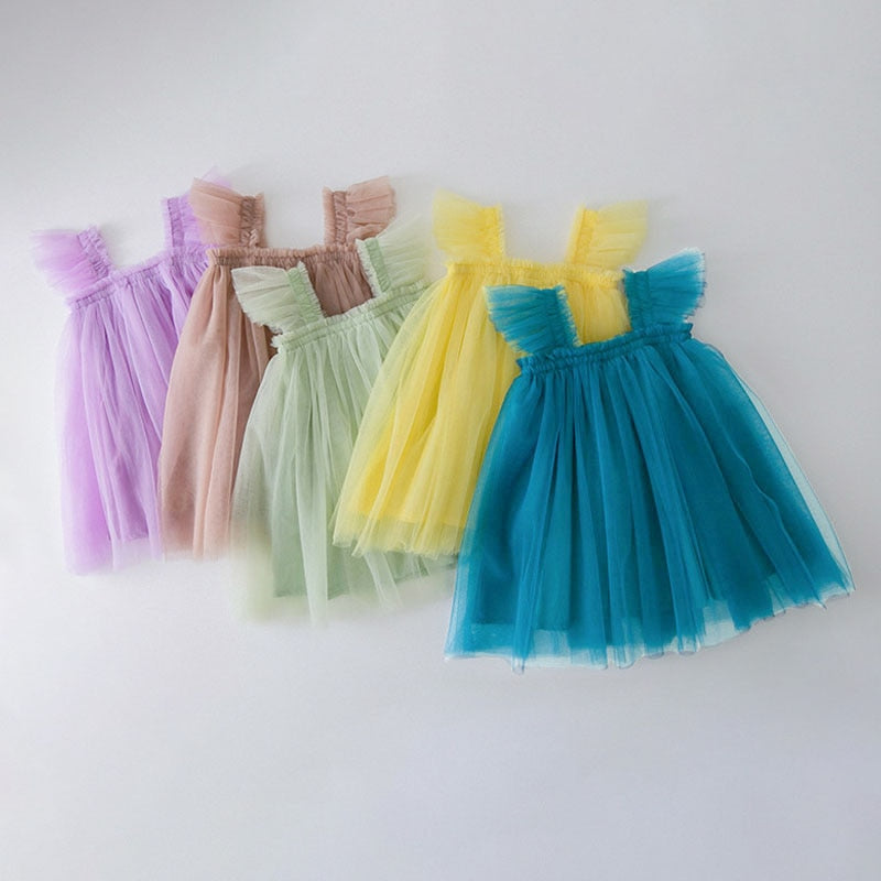 Solid Color Tulle Party Dress