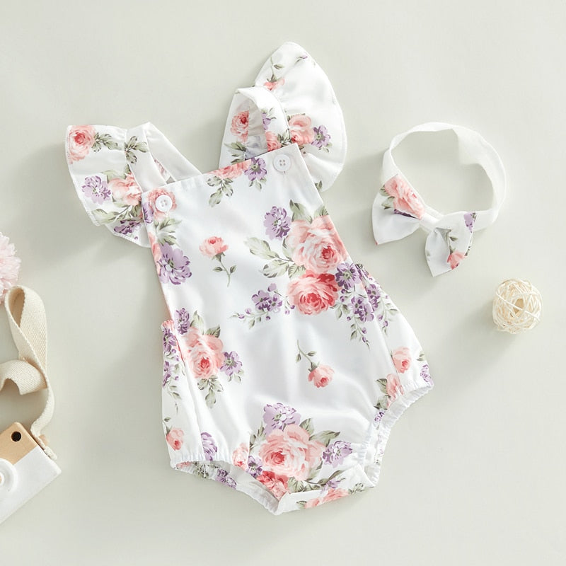 Baby Girl Nana Floral Romper and Headband