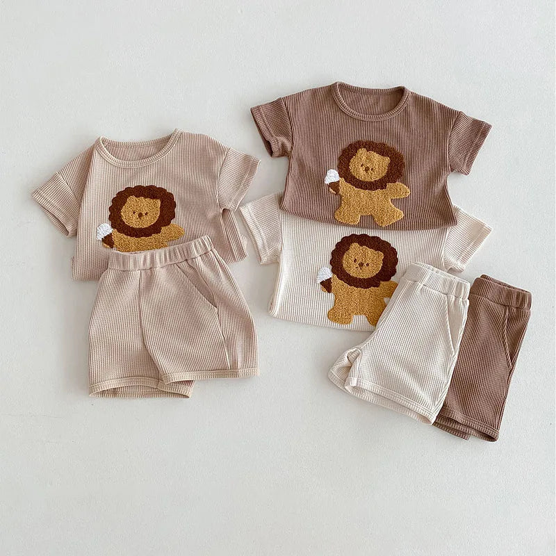 Lion Waffle Shorts Set