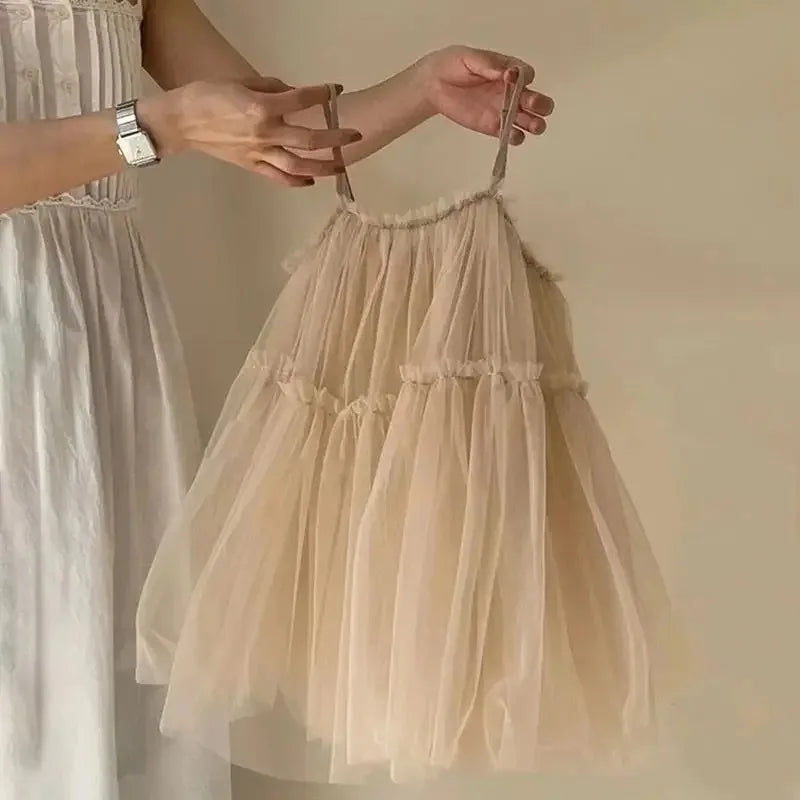 Layered Champagne Tulle Dress