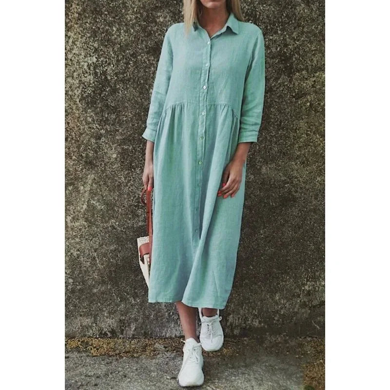 Jeniffer | Loose long dress polo collar