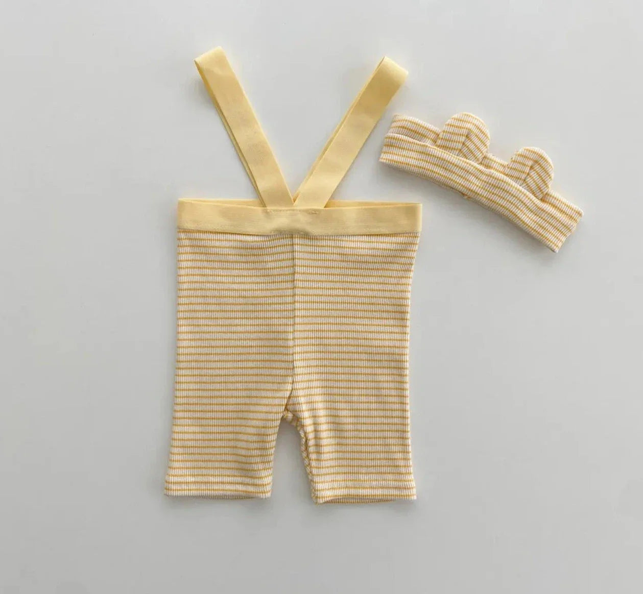 Baby Striped Suspender Shorts Set