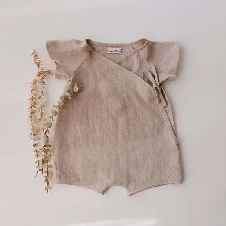 Solid Linen Kimono Romper