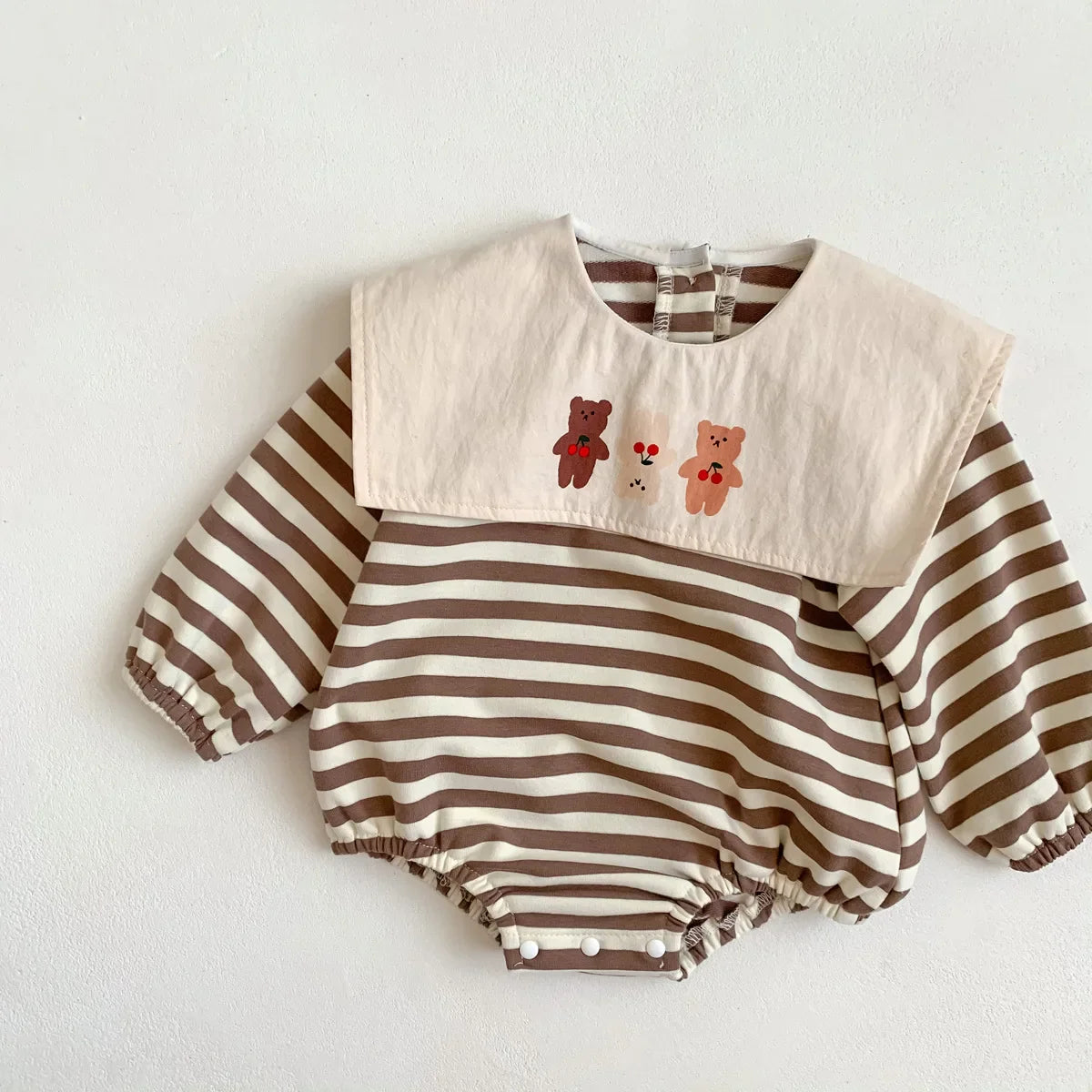 Striped Sailor Collar Bear Romper