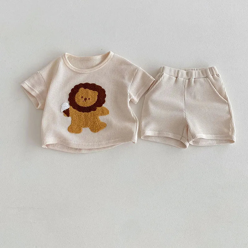 Lion Waffle Shorts Set