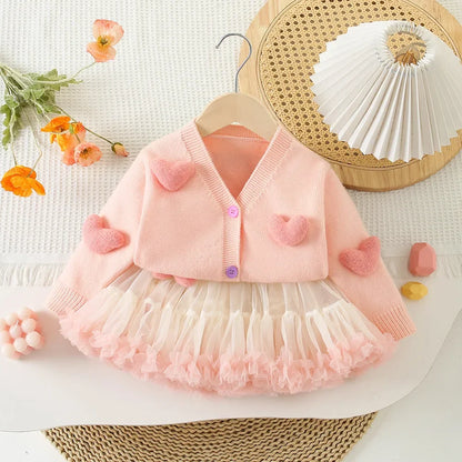 Heart Sweater Tulle Skirt Set