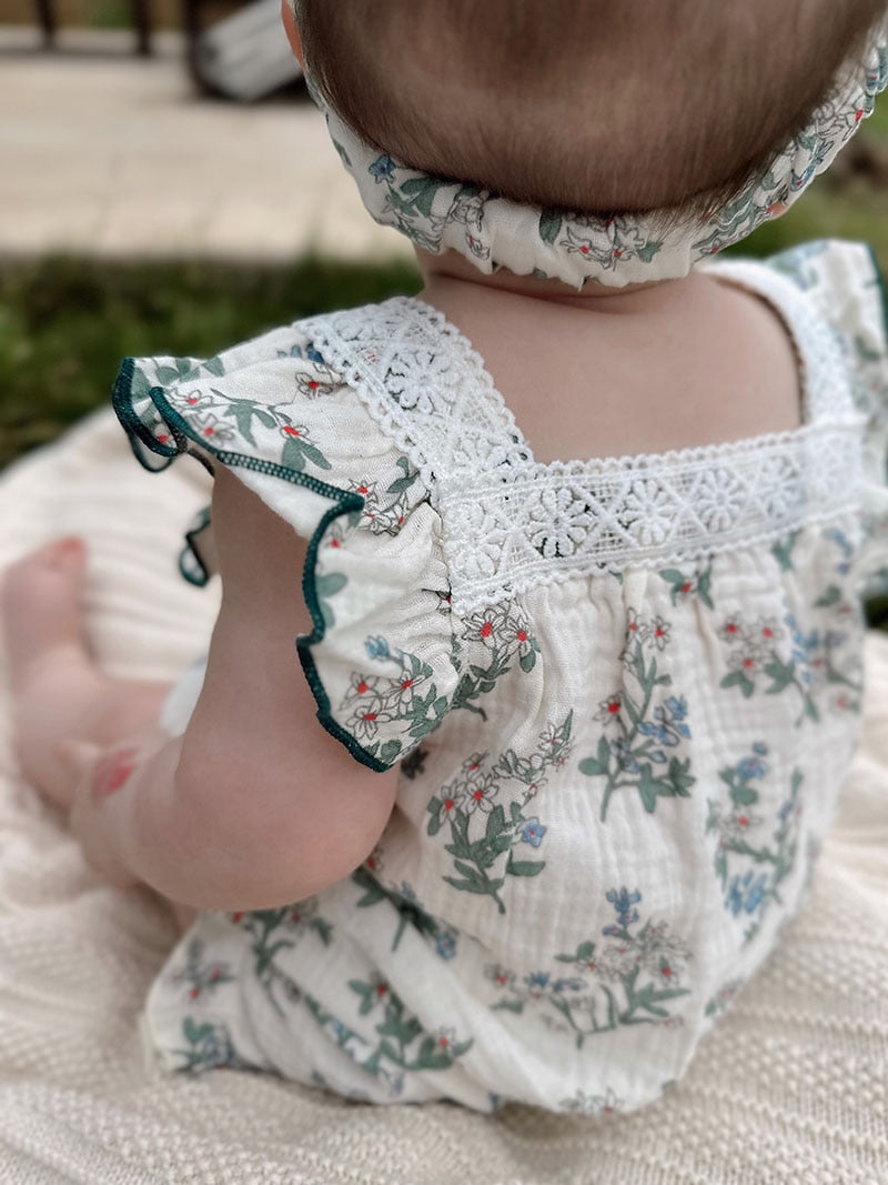 Vintage Paisley Romper With Headband