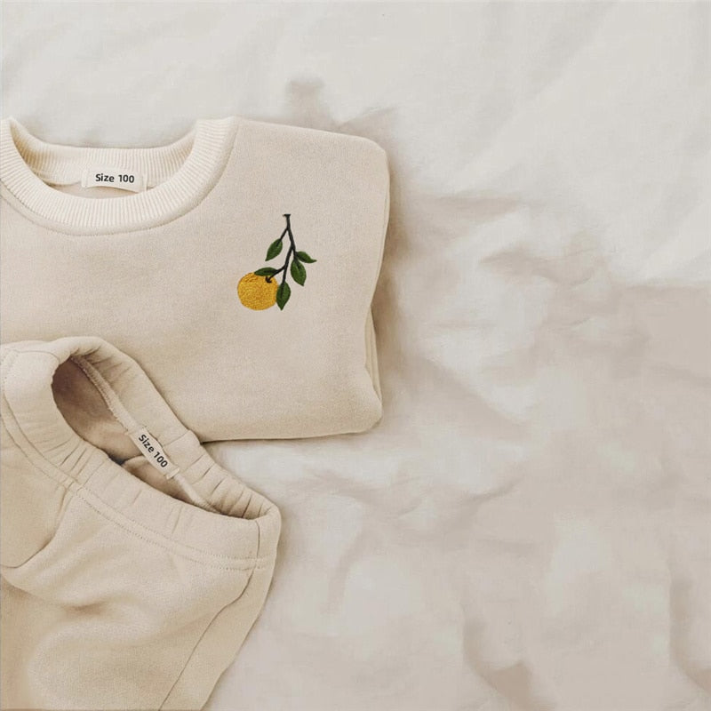 Warm Embroidered Patch Jogger Set