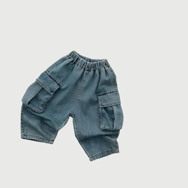 Denim Cargo Loose Pants