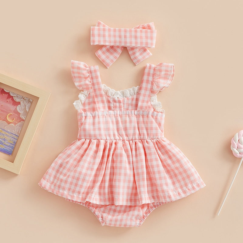 Baby Girl Frill Ruffle Dress With Headband