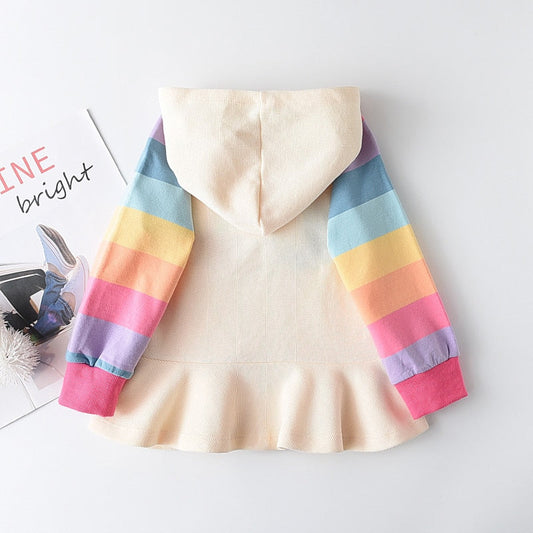 Long Sleeve Rainbow Hooded Dress