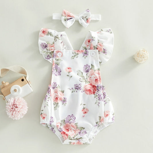 Baby Girl Nana Floral Romper and Headband