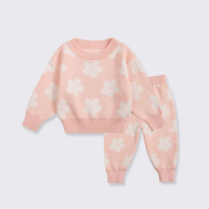 Pink Flower Knitted Set