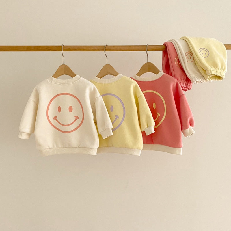 Girls Pastel Smiley Face Jogger Set