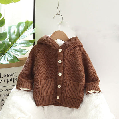 Plush hooded Cardigan Jacket