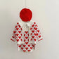 Heart Print Knitted Love Bodysuit Sweater Set