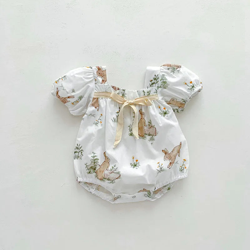 Bunny Rabbit Puff Sleeve Romper