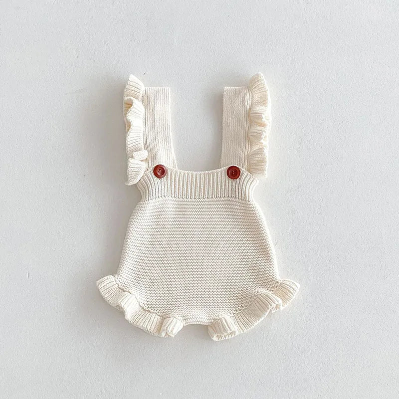 Knitted Ruffle Suspender Romper