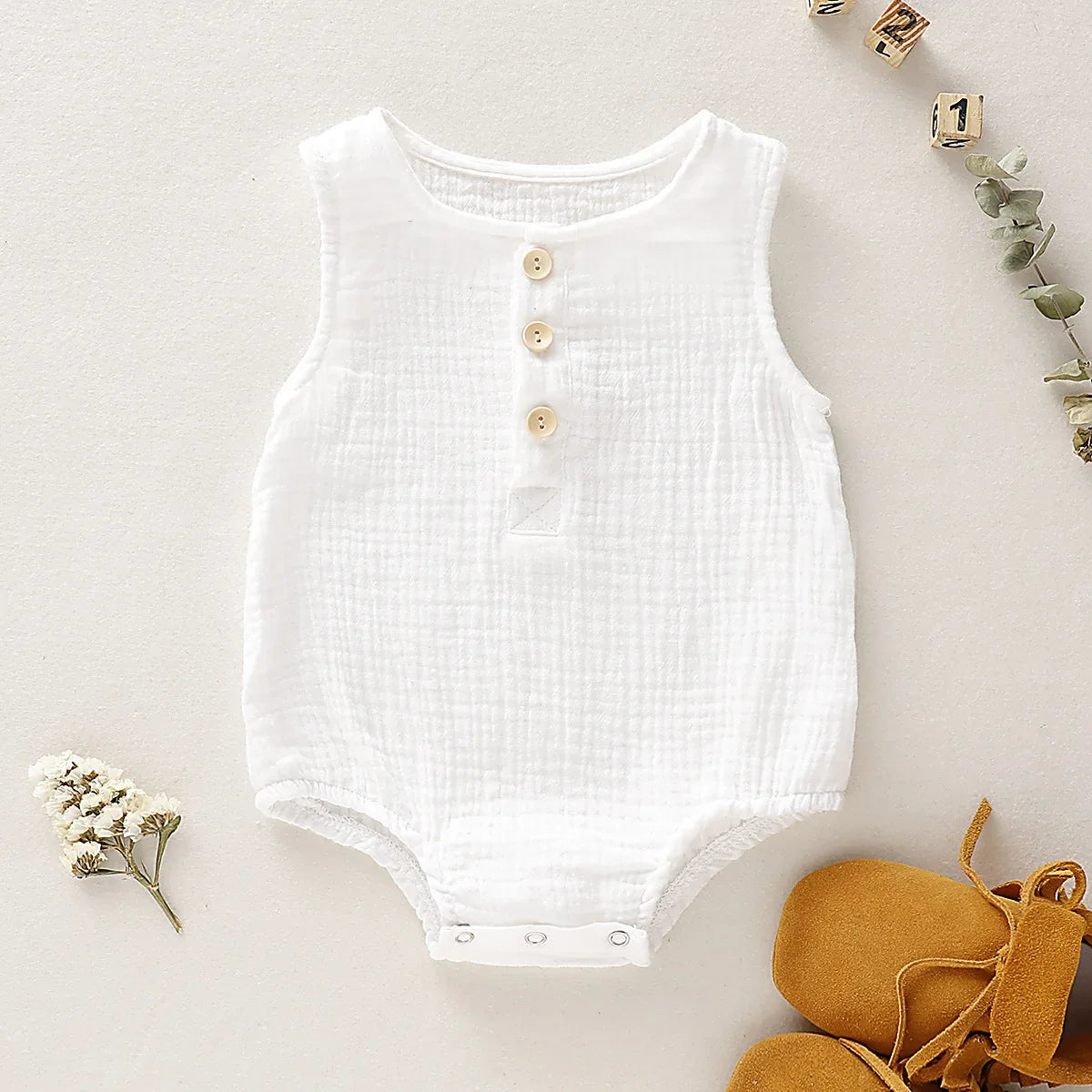 Sleeveless Muslin Bodysuit