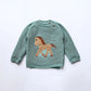 Fur Lining Embroidery Horse Sweater