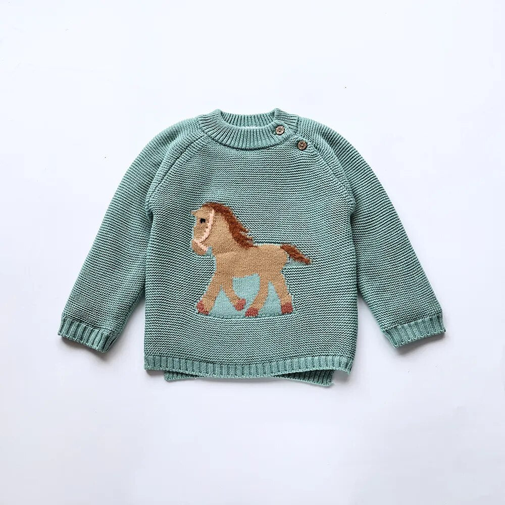 Fur Lining Embroidery Horse Sweater