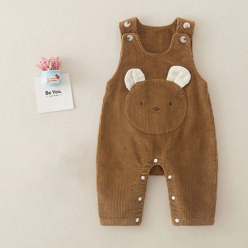 Corduroy Cartoon Bear Jumpsuit