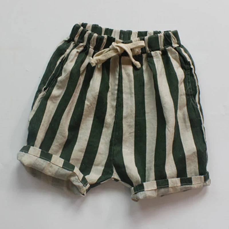 Striped Elastic Waist Shorts