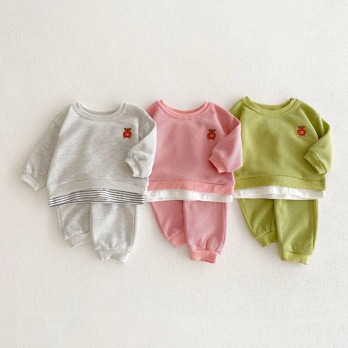 Waffle Love Bear Jogger Set