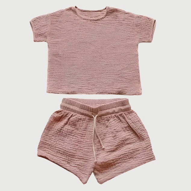 Girls Muslin Shorts Set