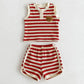 Teddy Bear Striped Shorts Set