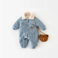 Fur Collar Corduroy Jumpsuit