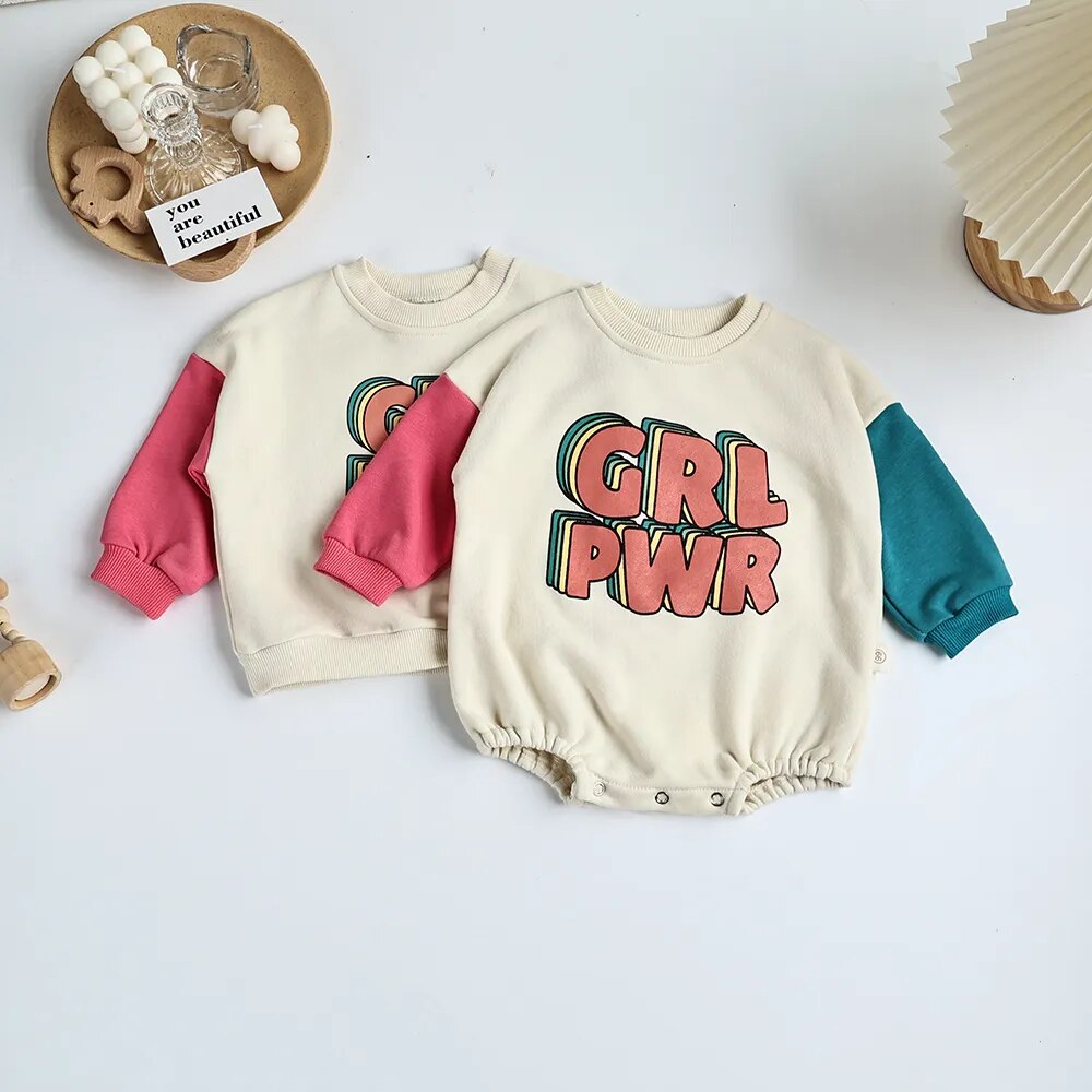 GIRL POWER Patchwork Sweater Bodysuit