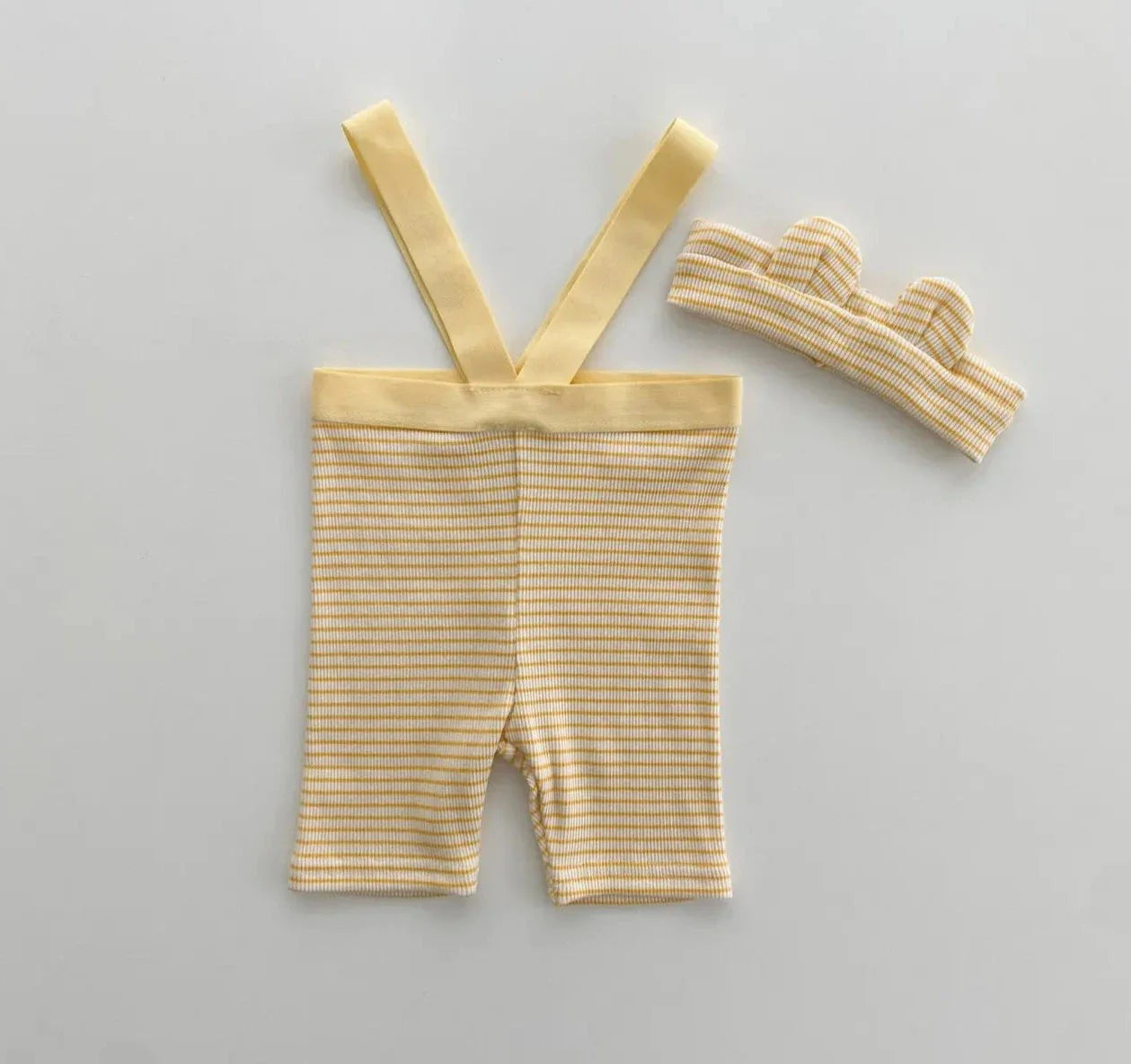 Baby Striped Suspender Shorts Set