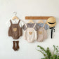 Teddy Bear Waffle Jumpsuit and T-Shirt Set