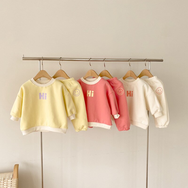 Girls Pastel Smiley Face Jogger Set