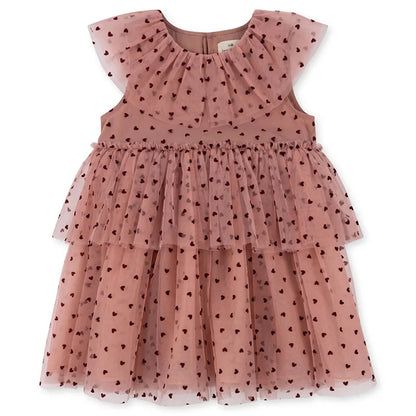 Mesh Heart Print Party Dress