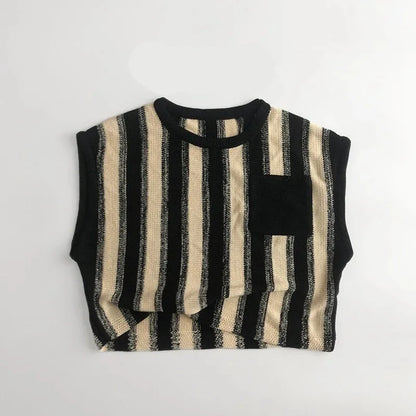 Striped Sleeveless Knitted Outfit