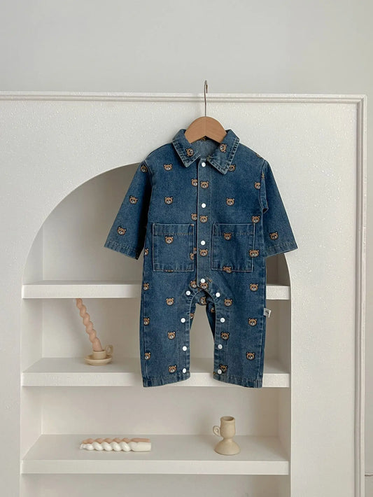 Bear Stitch Denim Jumpsuit