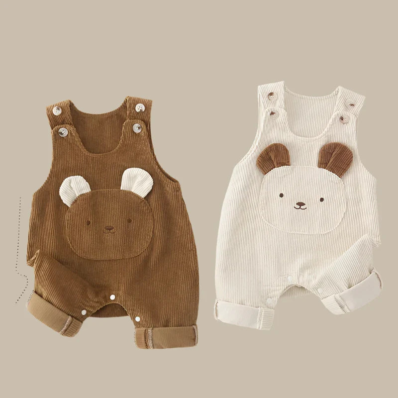 Corduroy Cartoon Bear Jumpsuit