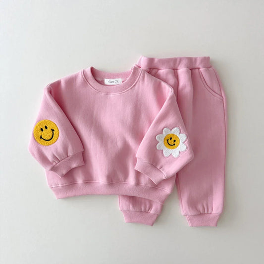 Flower Smile Patch Jogger Set