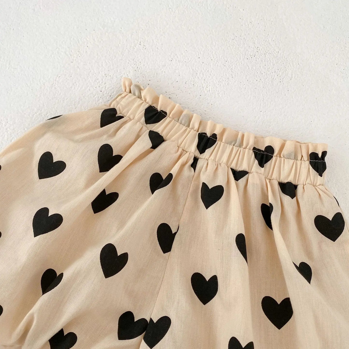 Double Layered Heart Print Shorts Set