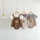 Teddy Bear Waffle Jumpsuit and T-Shirt Set