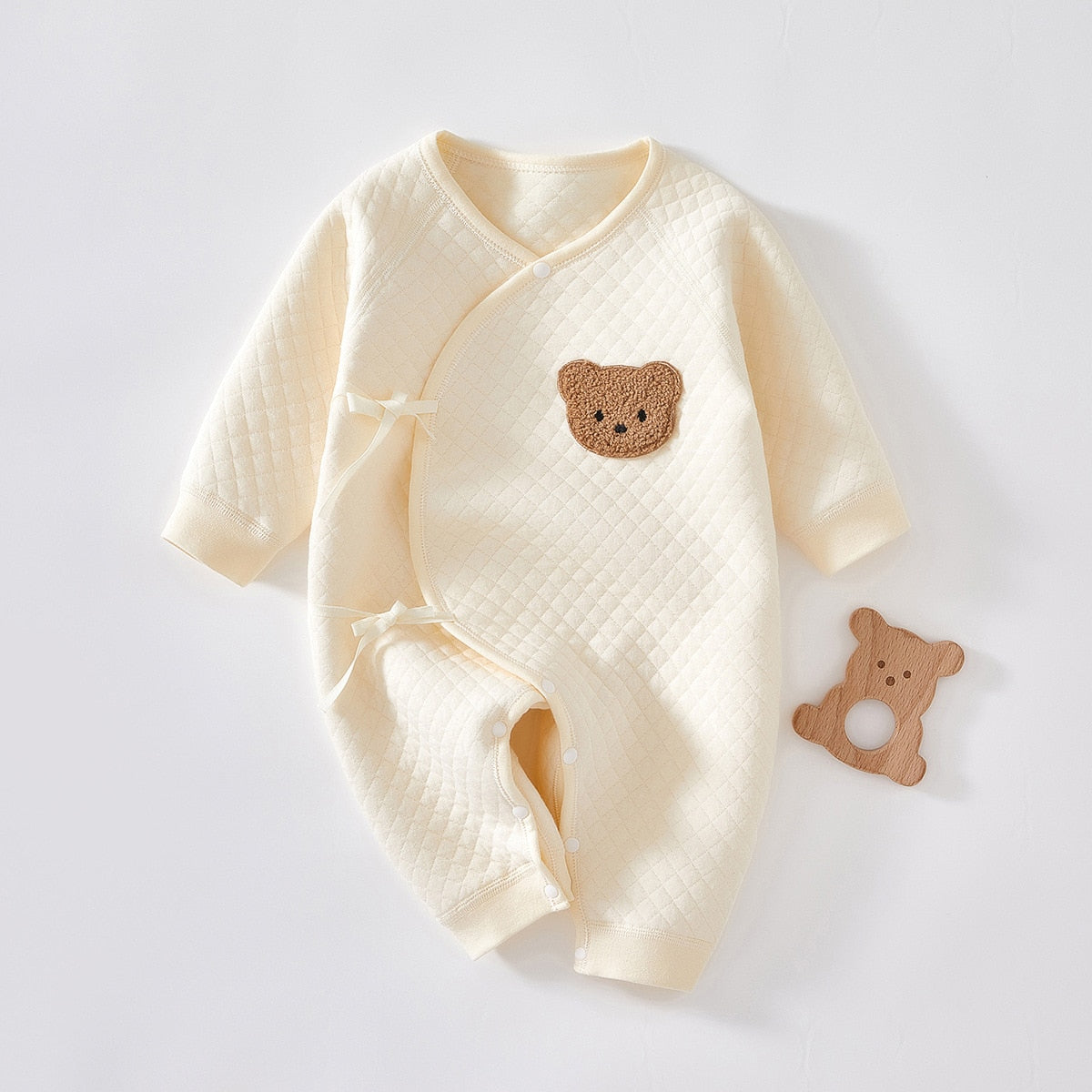 Teddy Bear Patch Kimono Jumpsuit