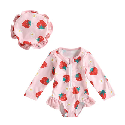 Baby Girl 2 Pcs Long Sleeve Cute Swimwear