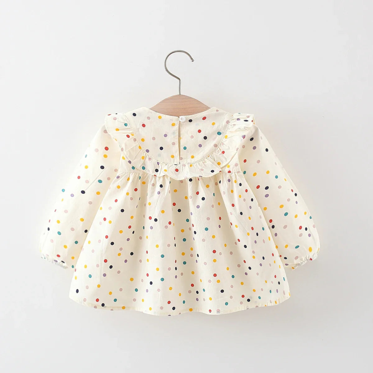 Embroidered Long Sleeve Flower Polka Dress