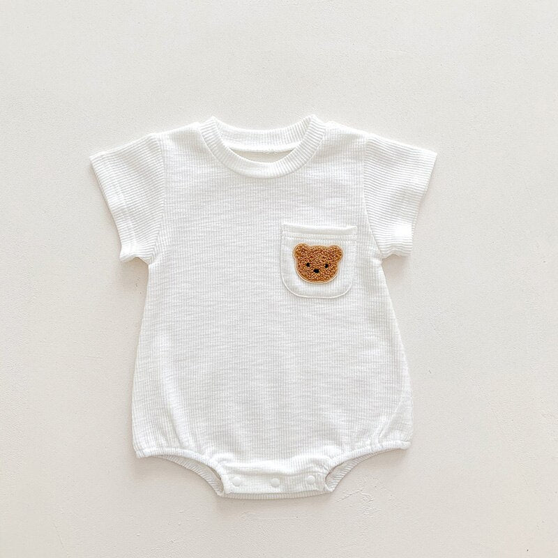 Soft Teddy Bear Pocket bodysuit Onesie